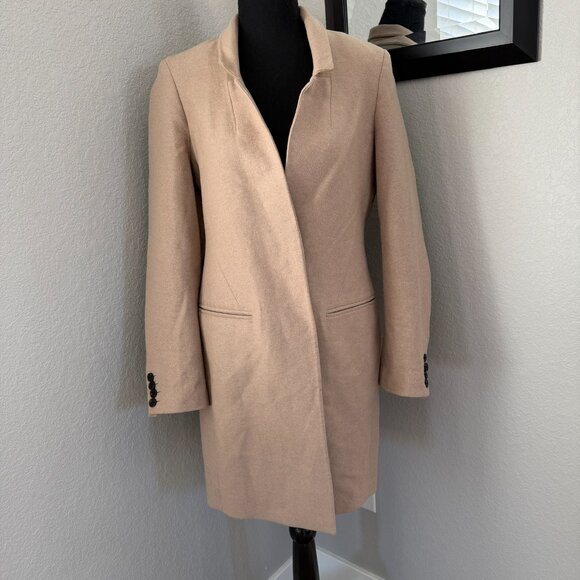 ALL SAINTS Lyla Camel Tan Wool Blend Coat Sz 8 - Picture 3 of 15